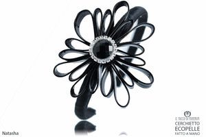 Cerchietto Natasha Nero Ecopelle Realizzato a mano - Il Tocco di Minerva