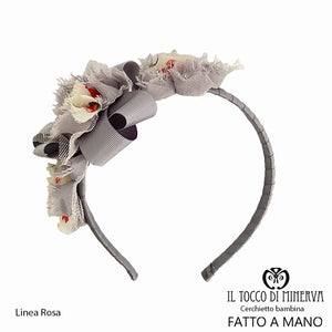 Cerchietto Bambina Linea Rosa grigio – Fatto A Mano - Il Tocco di Minerva