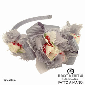 Cerchietto Bambina Linea Rosa grigio – Fatto A Mano - Il Tocco di Minerva