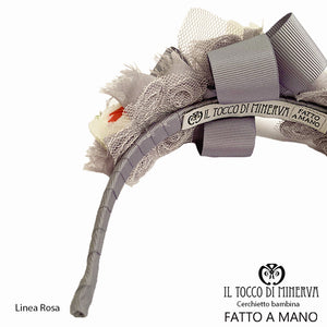 Cerchietto Bambina Linea Rosa grigio – Fatto A Mano - Il Tocco di Minerva