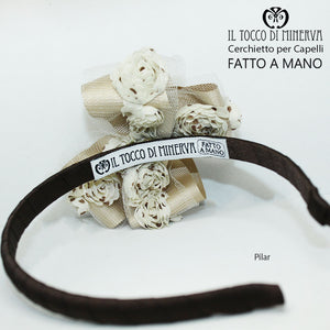 Cerchietto per capelli beige marrone Pilar Realizzato a mano - Il Tocco di Minerva