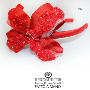 Cerchietto per capelli rosso Pilar Realizzato a mano - Il Tocco di Minerva