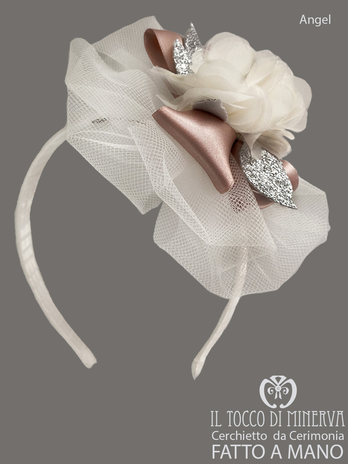 Cerchietto Prima Comunione/Cerimonia Angel Bianco – Realizzata A Mano - Il Tocco di Minerva