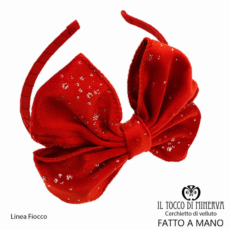 Cerchietto Bambina in velluto rosso Linea Fiocco – Fatto A Mano - Il Tocco di Minerva