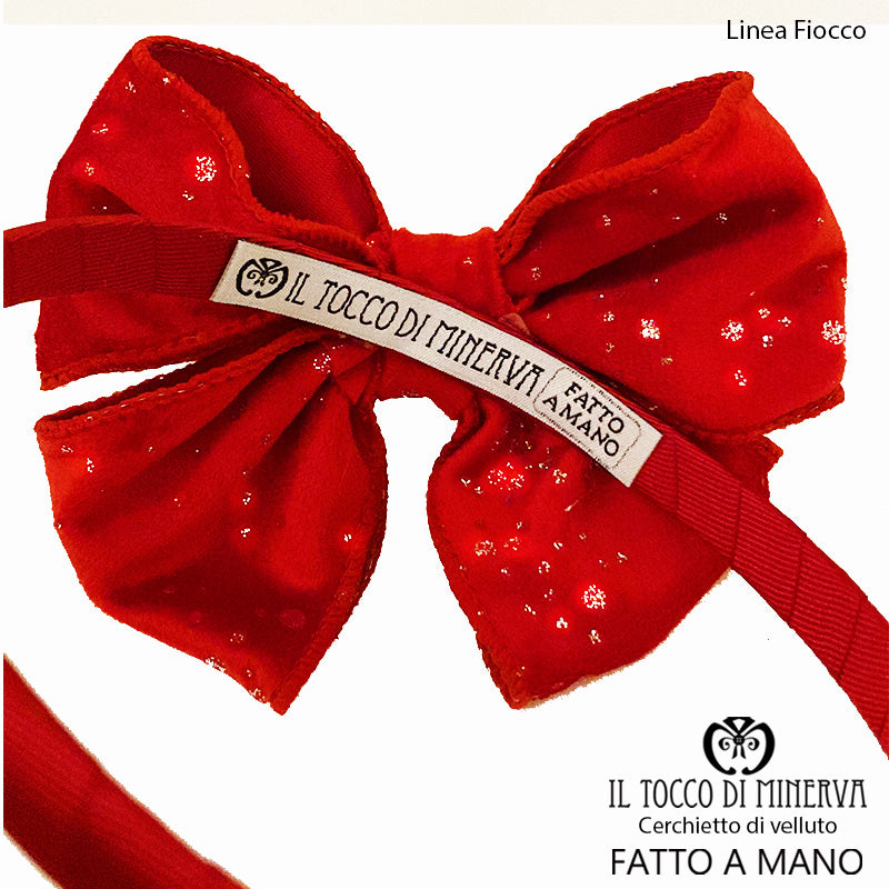 Cerchietto Bambina in velluto rosso Linea Fiocco – Fatto A Mano - Il Tocco di Minerva