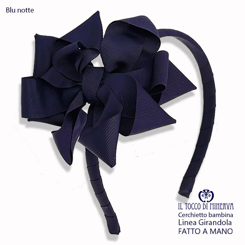 Cerchietto Linea Girandola in grosgrain blu notte – Fatto a Mano