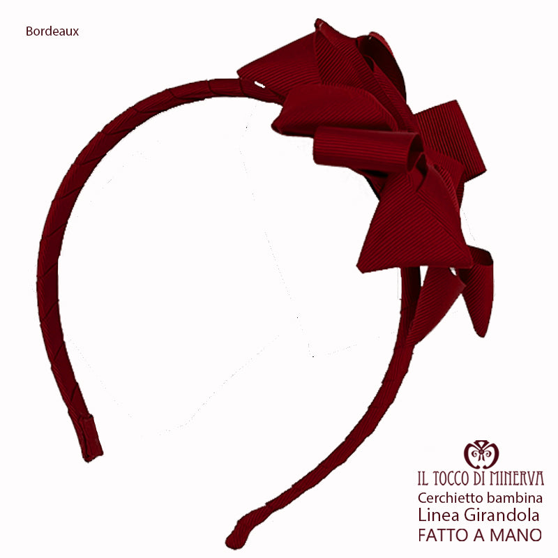 Cerchietto Linea Girandola in grosgrain bordeaux – Fatto a Mano