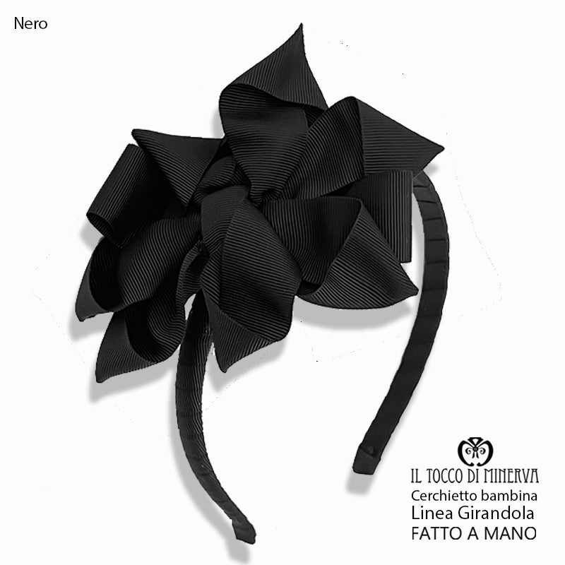 Cerchietto Linea Girandola in grosgrain nero – Fatto a Mano