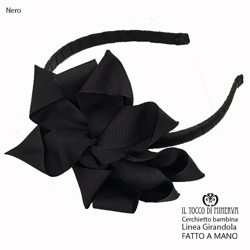 Cerchietto Linea Girandola in grosgrain nero – Fatto a Mano