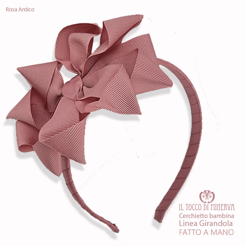 Cerchietto Linea Girandola in grosgrain rosa antico – Fatto a Mano