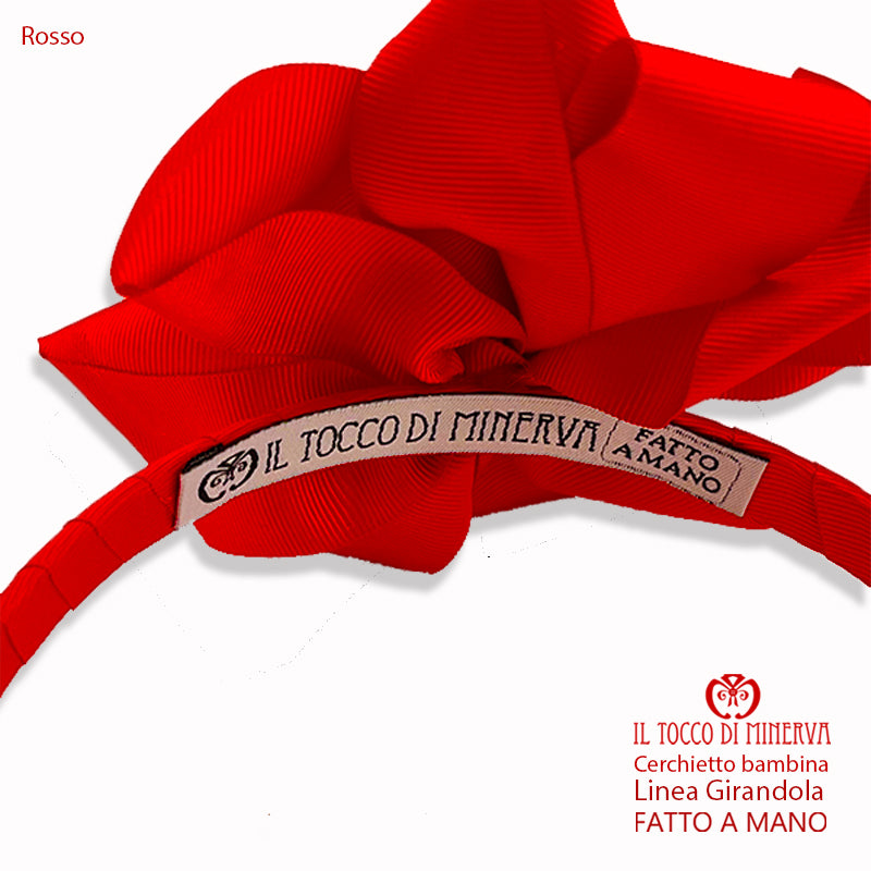Cerchietto Linea Girandola in grosgrain rosso – Fatto a Mano