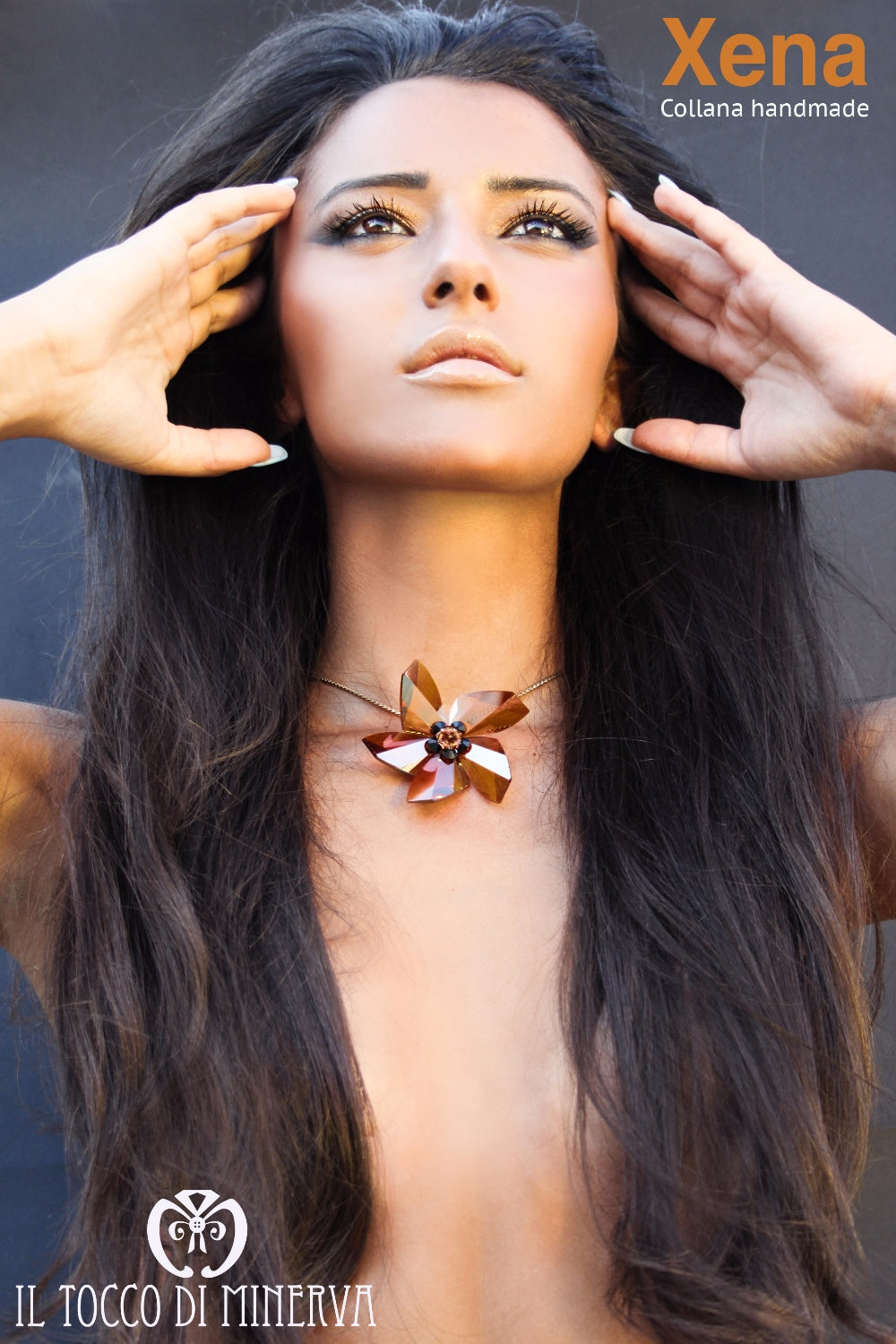 Collana color rame swarovski con fiore Xena Realizzata a mano - Handmade - Il Tocco di Minerva