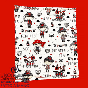 Collo da Bambino in Cotone Certificato Pirati fondo bianco carta da zucchero - Fatto a Mano - Il Tocco di Minerva