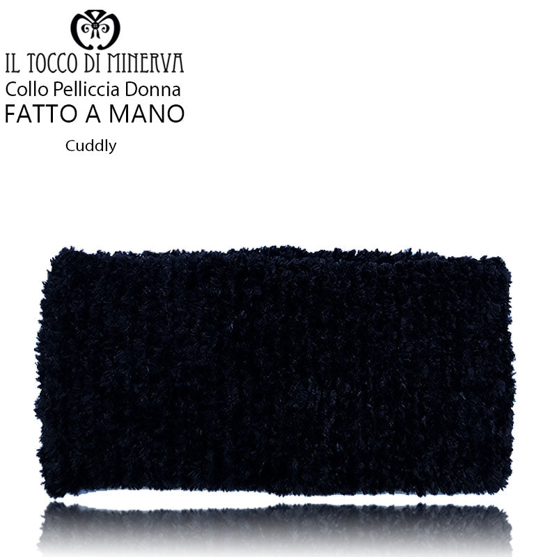 Collo pelliccia donna Cuddly nero - Fatto a mano - Il Tocco di Minerva