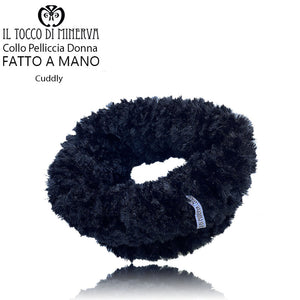 Collo pelliccia donna Cuddly nero - Fatto a mano - Il Tocco di Minerva