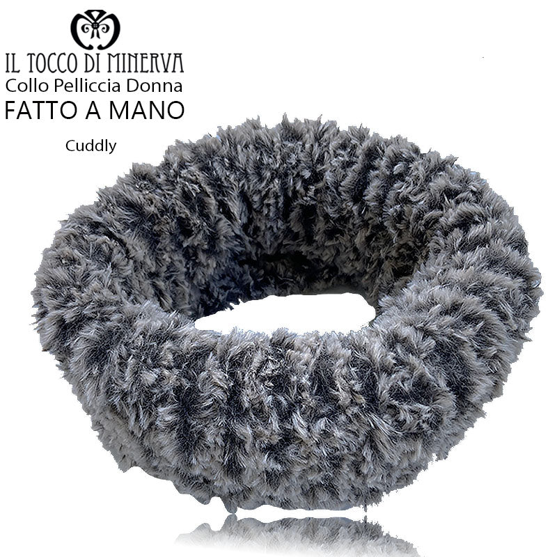 Collo pelliccia donna Cuddly tortora - Fatto a mano - Il Tocco di Minerva