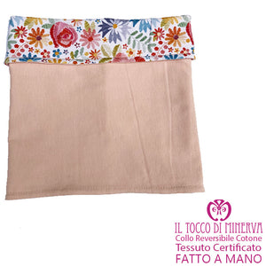 Collo da Bambina in Cotone Reversibile Certificato Fiori - Fatto a Mano - Il Tocco di Minerva