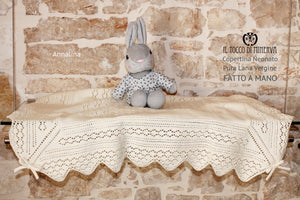 Copertina per Neonato Pura Lana Annalina - Fatto a mano - Il Tocco di Minerva