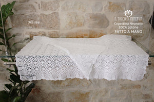 Copertina per Neonato 100% cotone Désirée – realizzata a mano – HandMade - Il Tocco di Minerva