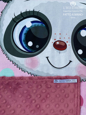 Copertina in Pile pois rosa antico e Cotone Panda - Fatto a Mano - Il Tocco di Minerva