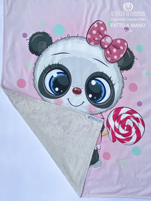 Copertina in Pile stelle grigio e Cotone Panda - Fatto a Mano - Il Tocco di Minerva