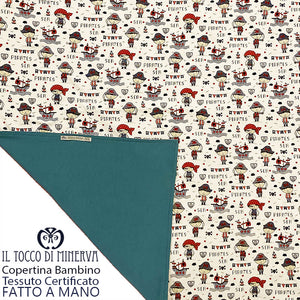 Copertina Neonato in Cotone Certificato Pirati fondo bianco carta da zucchero - Fatto a Mano - Il Tocco di Minerva