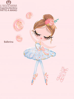 Copertina Bambina in Pile panna e Cotone Ballerina - Fatto a Mano - Il Tocco di Minerva