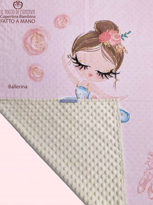 Copertina Bambina in Pile panna e Cotone Ballerina - Fatto a Mano - Il Tocco di Minerva