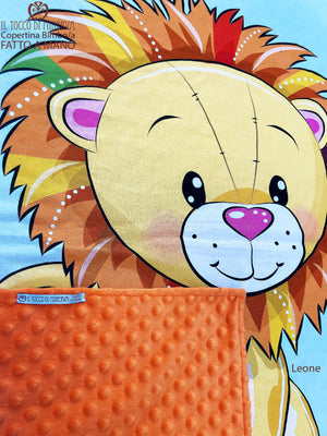 Copertina Bambino in Pile panna e Cotone leone - Fatto a Mano - Il Tocco di Minerva