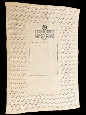 Copertina per Neonato Pura Lana Panda Panna - Fatto a mano - Il Tocco di Minerva