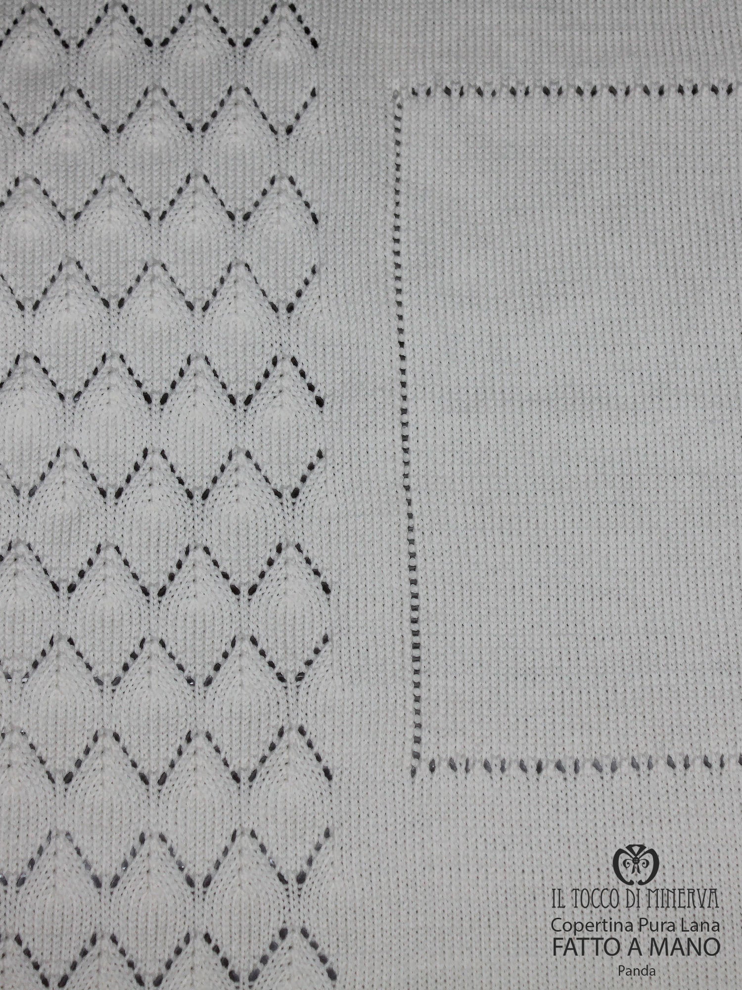 Copertina per Neonato Pura Lana Panda Panna - Fatto a mano - Il Tocco di Minerva