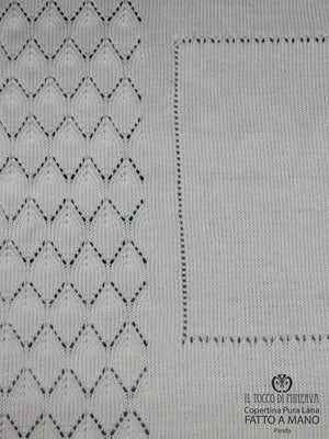 Copertina per Neonato Pura Lana Panda Panna - Fatto a mano - Il Tocco di Minerva