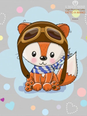 Copripiumone da bambino Aviatore letto singolo 150 cm. x 200 cm. - Fatto a Mano - Il Tocco di Minerva