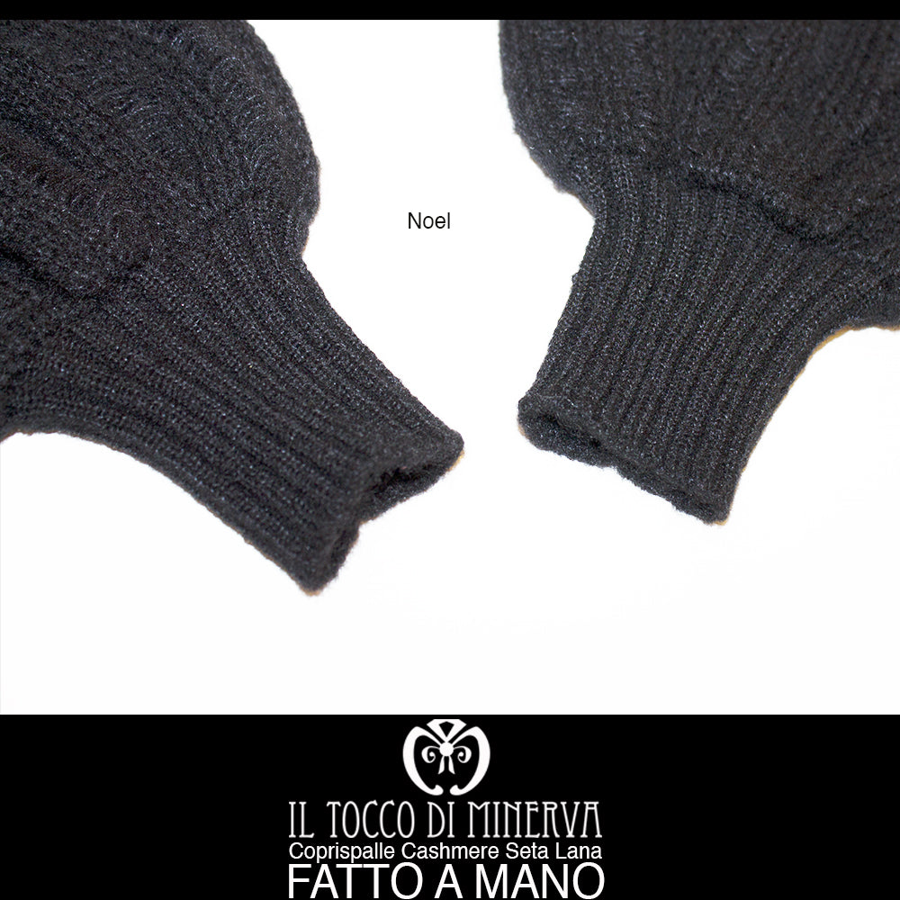 Coprispalle nero cashmere seta e lana Noel Realizzato a Mano - Il Tocco di Minerva