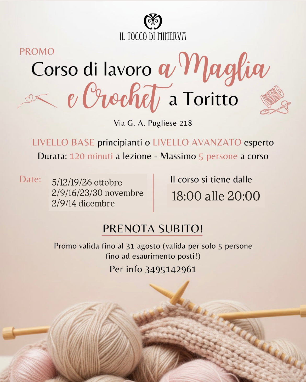 Corso di Lavoro a Maglia e Crochet a Toritto trimestre