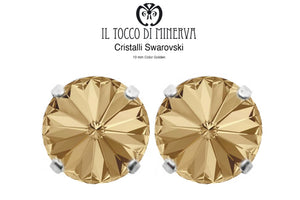 Orecchini Cristallo Swarovski a Lobo 10 mm colore Oro – Fatto a Mano - Il Tocco di Minerva