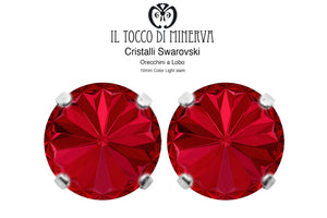 Orecchini Cristallo Swarovski a Lobo 10 mm colore Rosso – Fatto a Mano - Il Tocco di Minerva