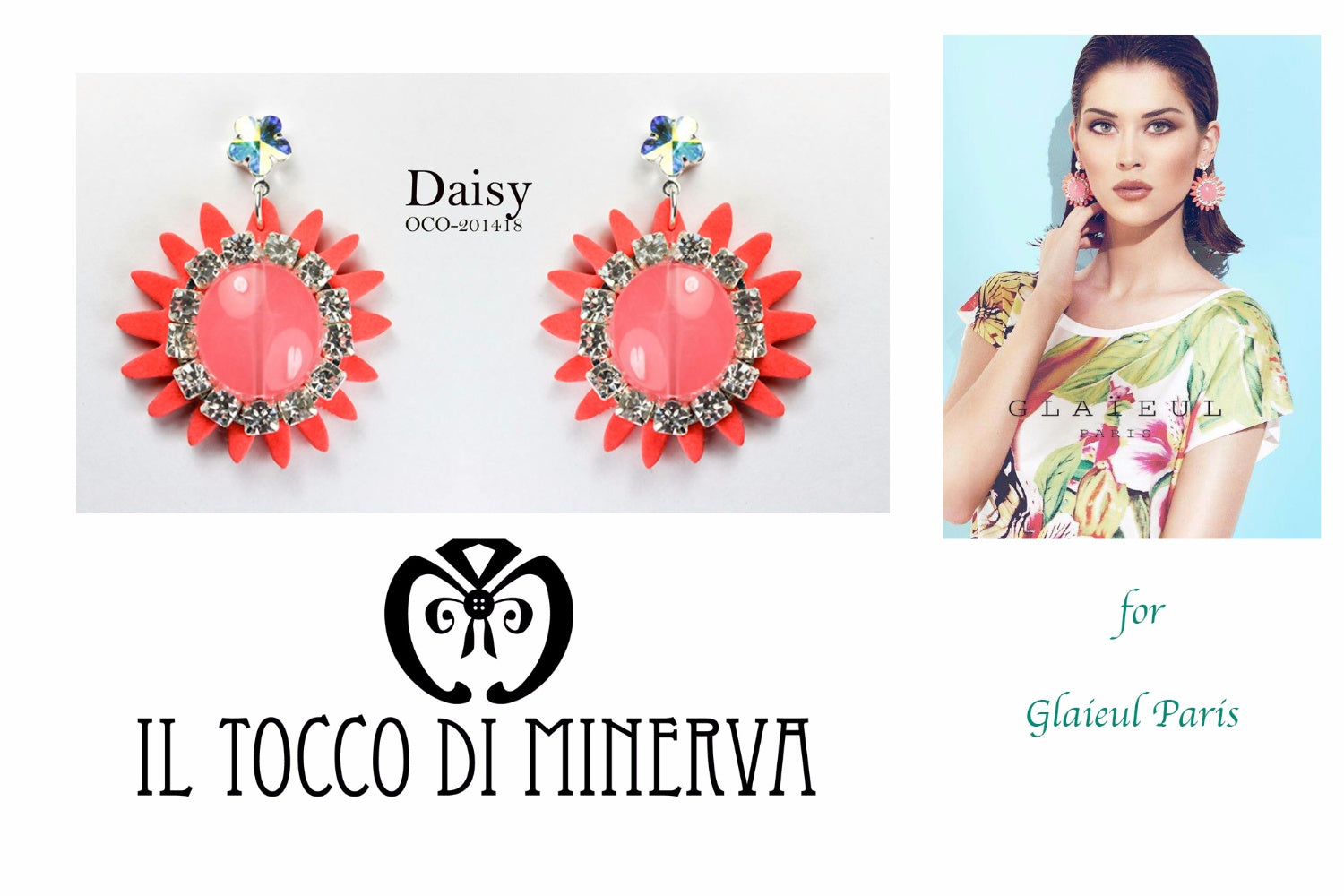 Orecchini Corallo fiore cristallo swarovski Daisy Realizzati a mano - Handmade - Il Tocco di Minerva