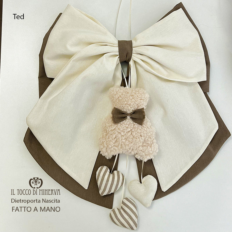 Fiocco Nascita dietroporta linea orsetto e cuori ted - Fatto a Mano