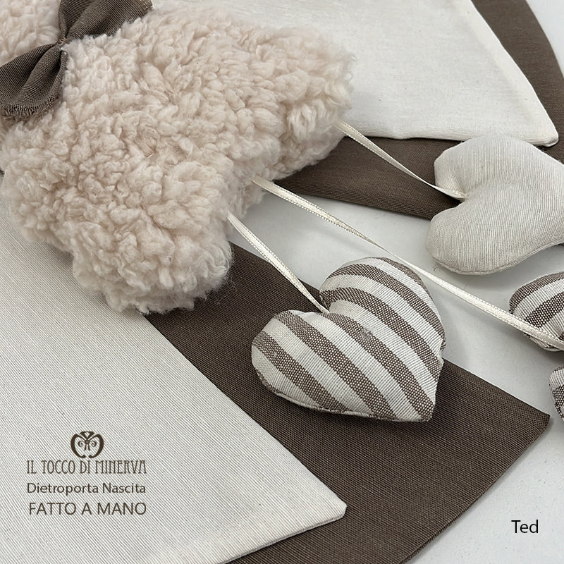 Fiocco Nascita dietroporta linea orsetto e cuori ted - Fatto a Mano