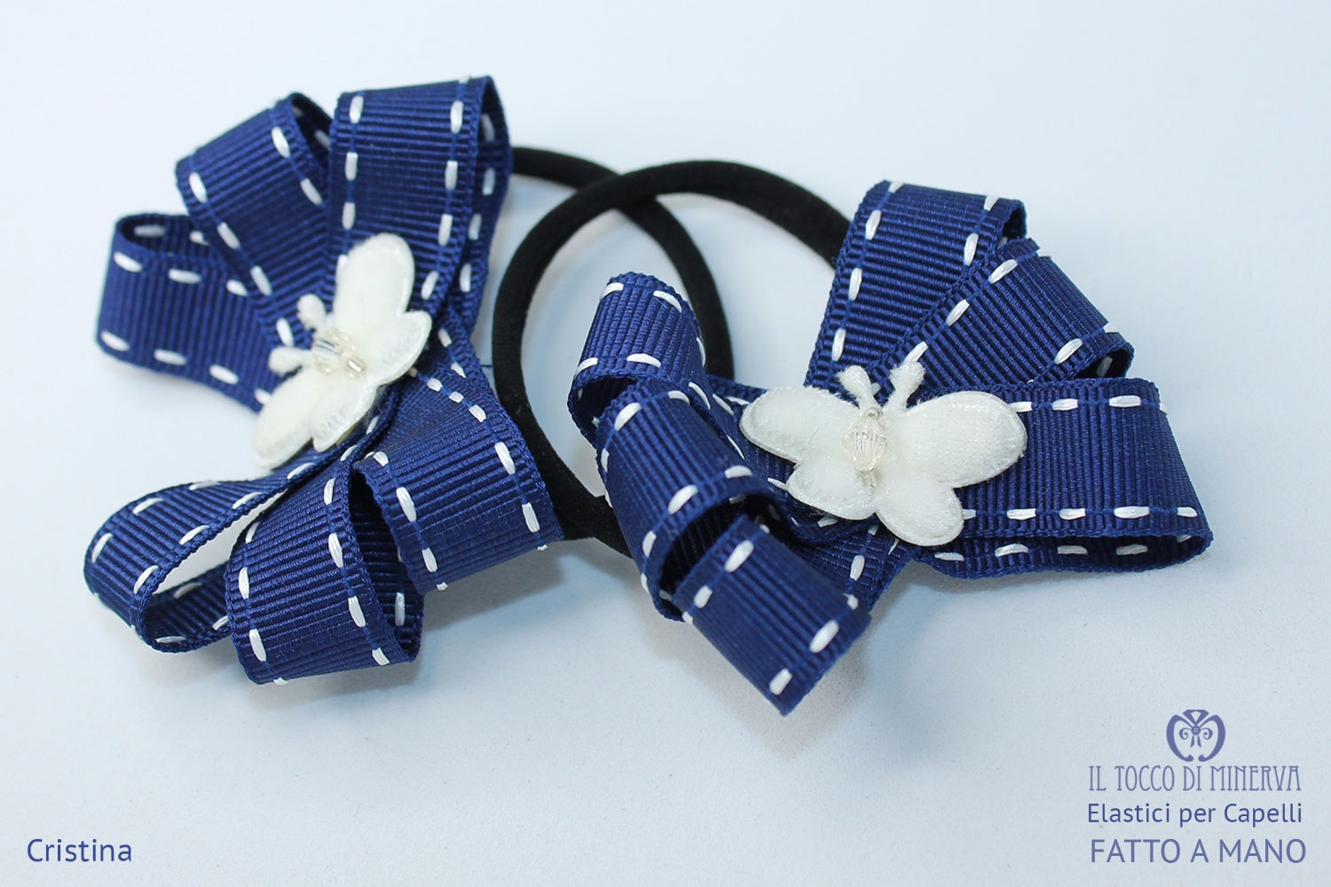 Elastici Per Capelli Blu Cristina Realizzati A Mano – Handmade - Il Tocco di Minerva