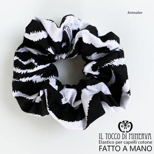 Elastico per capelli cotone Animalier zebrato - Realizzato a mano - Il Tocco di Minerva