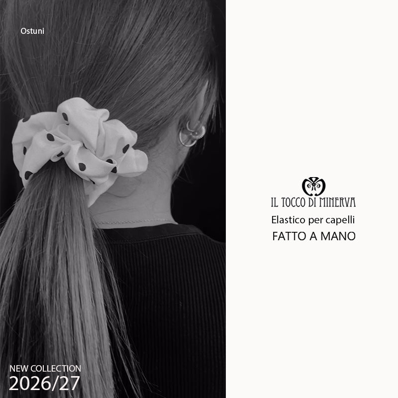 Elastico per capelli seta Ostuni pois bianco – Fatto a mano