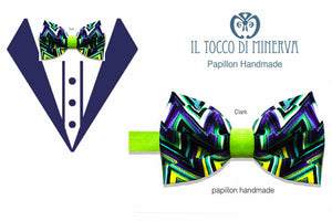 Papillon Uomo cotone Clark tessuto alta moda - Realizzato a mano - Il Tocco di Minerva
