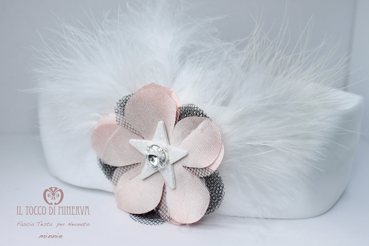 Fascia Testa per Neonato Minnie - Realizzata a mano - HandMade - Il Tocco di Minerva