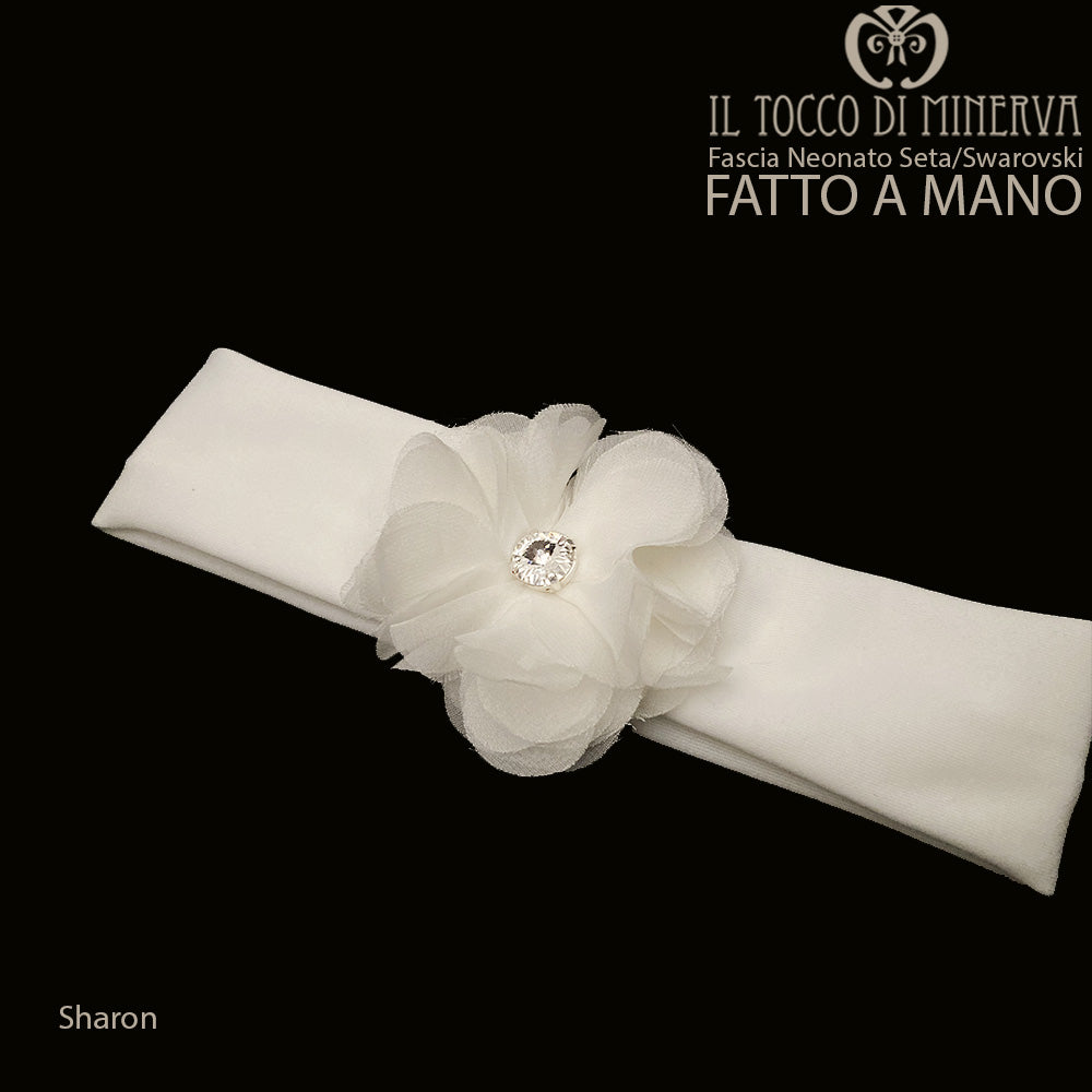 Fascia Neonato seta e swarovski Sharon Realizzato a Mano - Il Tocco di Minerva