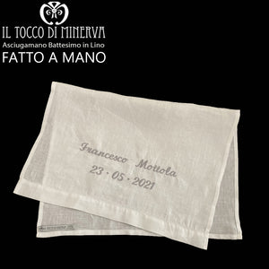 Asciugamano neonato/a lino personalizzabile Realizzato a mano - Handmade - Il Tocco di Minerva