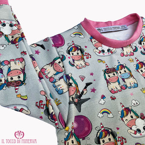 Felpa Cotone Unicorno rock - Fatto a Mano - Il Tocco di Minerva