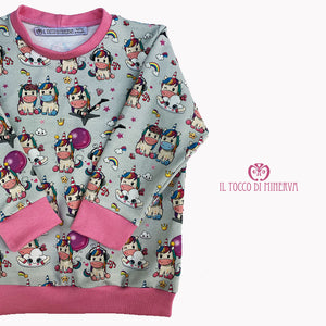 Felpa Cotone Unicorno rock - Fatto a Mano - Il Tocco di Minerva