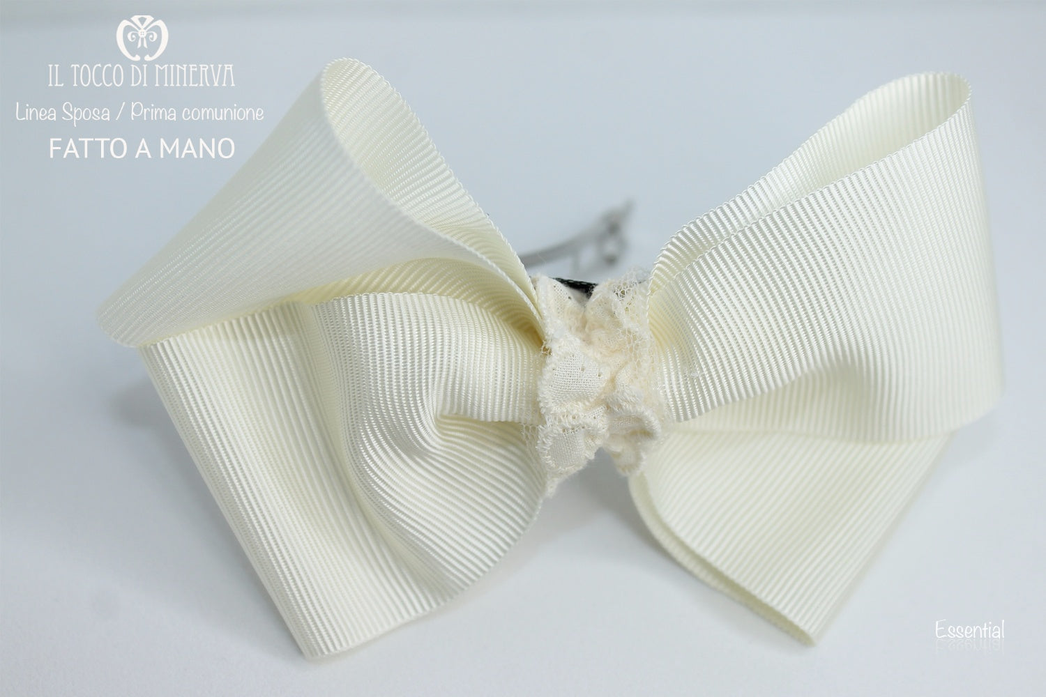 Fermaglietto beige in gros grain Essential Realizzato a mano - Il Tocco di Minerva